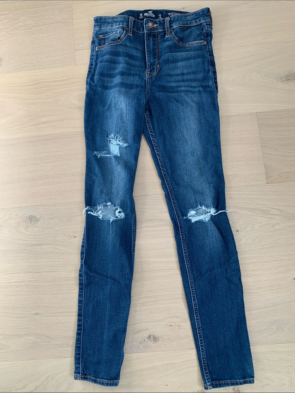 Hollister Dark Blue Ripped Skinny Jeans